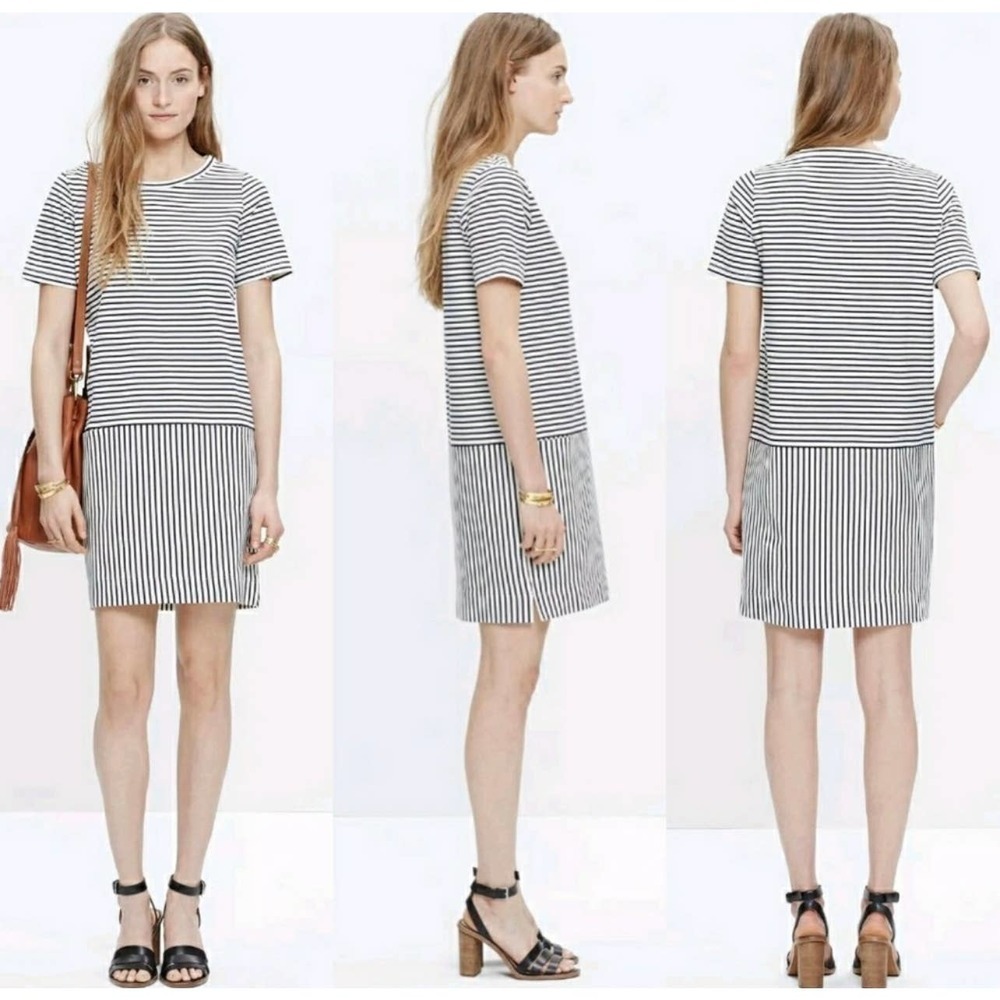 Madewell Women's Dockside T Shirt Dress Nautical Blue Stripe Size XS - Picture 6 of 6